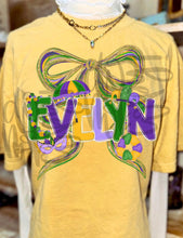 Load image into Gallery viewer, Mardi Gras Bow Alpha Customized(Does not include numbers) DROPDOWN DTF TRANSFER TCC