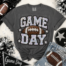 Load image into Gallery viewer, Game Day Silver Faux Sequin Sports DROPDOWN TRANSFER SBB 26