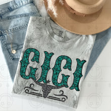 Load image into Gallery viewer, Title Turquoise Faux Glitter Bullhead Dropdown TRANSFER HMWK FEB 25