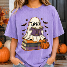 Load image into Gallery viewer, Ghost Reading On Book Stack Faux Gold Glitter TRANSFER UAC AUG 26