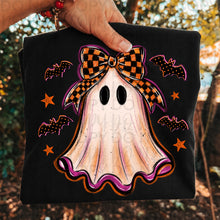 Load image into Gallery viewer, Sketch Ghost Orange Checkered Bow Polka Dot Bats Distressed TRANSFER UAC JULY 26