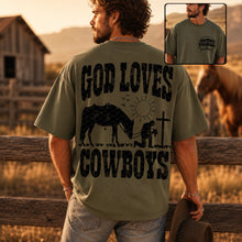 Load image into Gallery viewer, God Loves Cowboys Joshua 1:9 WITH POCKET DROPDOWN TRANSFER SDD JUNE 26
