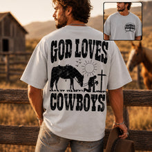 Load image into Gallery viewer, God Loves Cowboys Joshua 1:9 WITH POCKET DROPDOWN TRANSFER SDD JUNE 26