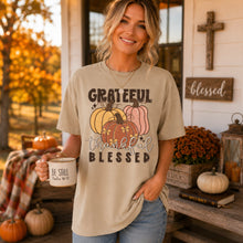 Load image into Gallery viewer, Grateful Thankful Blessed Distressed Pumpkin Trio TRANSFER SDD AUG 26