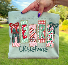 Load image into Gallery viewer, Merry Christmas Pink Stripe Plaid Blocks TRANSFER ET