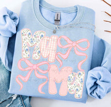 Load image into Gallery viewer, Mama Pink Plaid Floral Bow TRANSFER