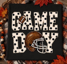 Load image into Gallery viewer, Game Day Cream Polka Stacked Football TRANSFER ET AUG 26