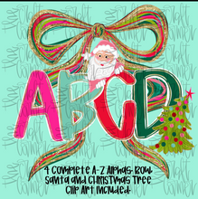 Load image into Gallery viewer, Christmas Alpha Santa Tree Bow Preppy Alpha Customized(Does not include numbers) DROPDOWN DTF TRANSFER
