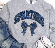 Load image into Gallery viewer, Collegiate Glitter Team Bows DROPDOWN DTF Transfer