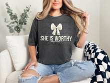 Load image into Gallery viewer, She Is Worthy Little Bow TRANSFER