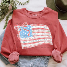 Load image into Gallery viewer, Floral Gingham Bow Flag TRANSFER