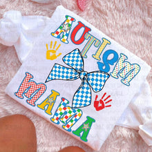 Load image into Gallery viewer, Autism Mama Blue Checker Bow TRANSFER CARTER MAR 26