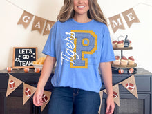 Load image into Gallery viewer, P Tigers Gold/Blue Prepster Letter TRANSFER