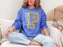 Load image into Gallery viewer, P Tigers Gold/Blue Prepster Letter TRANSFER