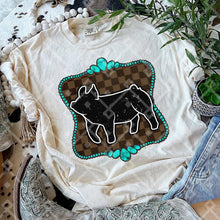 Load image into Gallery viewer, Turquoise Brown Checkered Farm Animal DROPDOWN TRANSFER CCD