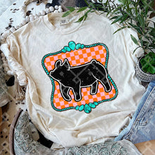 Load image into Gallery viewer, Turquoise Pink Checkered Farm Animal DROPDOWN TRANSFER CCD