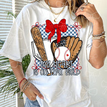 Load image into Gallery viewer, My Heart Is On That Field Checker Baseball + Softball DROPDOWN TRANSFER MZM FEB 26