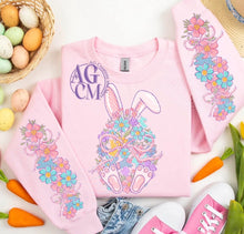 Load image into Gallery viewer, Floral Easter Egg Ears with SLEEVE OPTION TRANSFER AGCM FEB