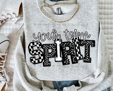 Load image into Gallery viewer, Sporty Team Name Spirit CUSTOMIZABLE DROPDOWN DTF Transfer