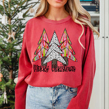 Load image into Gallery viewer, Merry Christmas Tree Trio Dalmatian Pink Green Red Brush TRANSFER