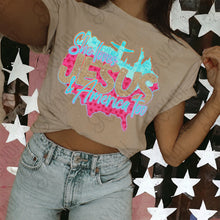Load image into Gallery viewer, She Loves Jesus And America Too Pink Blue Gold USA TRANSFER KAYNDI MAR 26