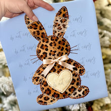 Load image into Gallery viewer, Leopard Bunny Heart + Bow TRANSFER ET FEB 26