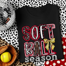 Load image into Gallery viewer, Softball Season Bow Leopard Striped COLOR DROPDOWN TRANSFER DWS JAN 26