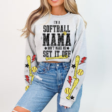 Load image into Gallery viewer, I'm A Softball TITLE DROPDOWN Don't Make Me Set It Off With SLEEVE OPTION DROPDOWN TRANSFER VIRGO JAN 26