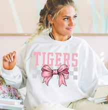 Load image into Gallery viewer, Coquette Bow Gray Checkered Mascots (DROPDOWN) TRANSFER BSG