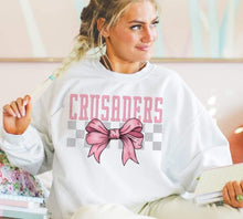 Load image into Gallery viewer, Coquette Bow Gray Checkered Mascots (DROPDOWN) TRANSFER BSG