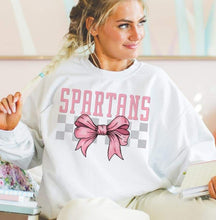 Load image into Gallery viewer, Coquette Bow Gray Checkered Mascots (DROPDOWN) TRANSFER BSG