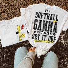 Load image into Gallery viewer, I'm A Softball TITLE DROPDOWN Don't Make Me Set It Off With Pocket TRANSFER VIRGO JAN 26