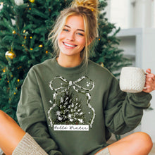 Load image into Gallery viewer, Hello Winter Deep Green Checker Bow And Trees DROPDOWN TRANSFER CSC NOV 25