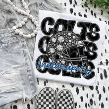 Load image into Gallery viewer, Football Mascot Faux Rhinestone Helmet Dropdown TRANSFER VIRGO JUNE 25