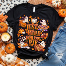 Load image into Gallery viewer, Just Here For The Pie Ghosts With SLEEVE OPTION DROPDOWN TRANSFER GRAV OCT 25