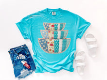 Load image into Gallery viewer, Blue Gingham And Florals Faux Embroidered Bowl Stack TRANSFER SCG MAR 26
