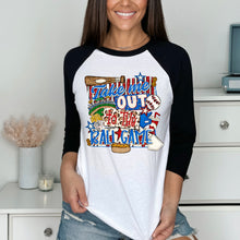 Load image into Gallery viewer, Take Me Out To The Ballgame Red White & Blue Baseball Softball DROPDOWN TRANSFER PHDC FEB 26