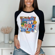 Load image into Gallery viewer, Take Me Out To The Ballgame Red White & Blue Baseball Softball DROPDOWN TRANSFER PHDC FEB 26