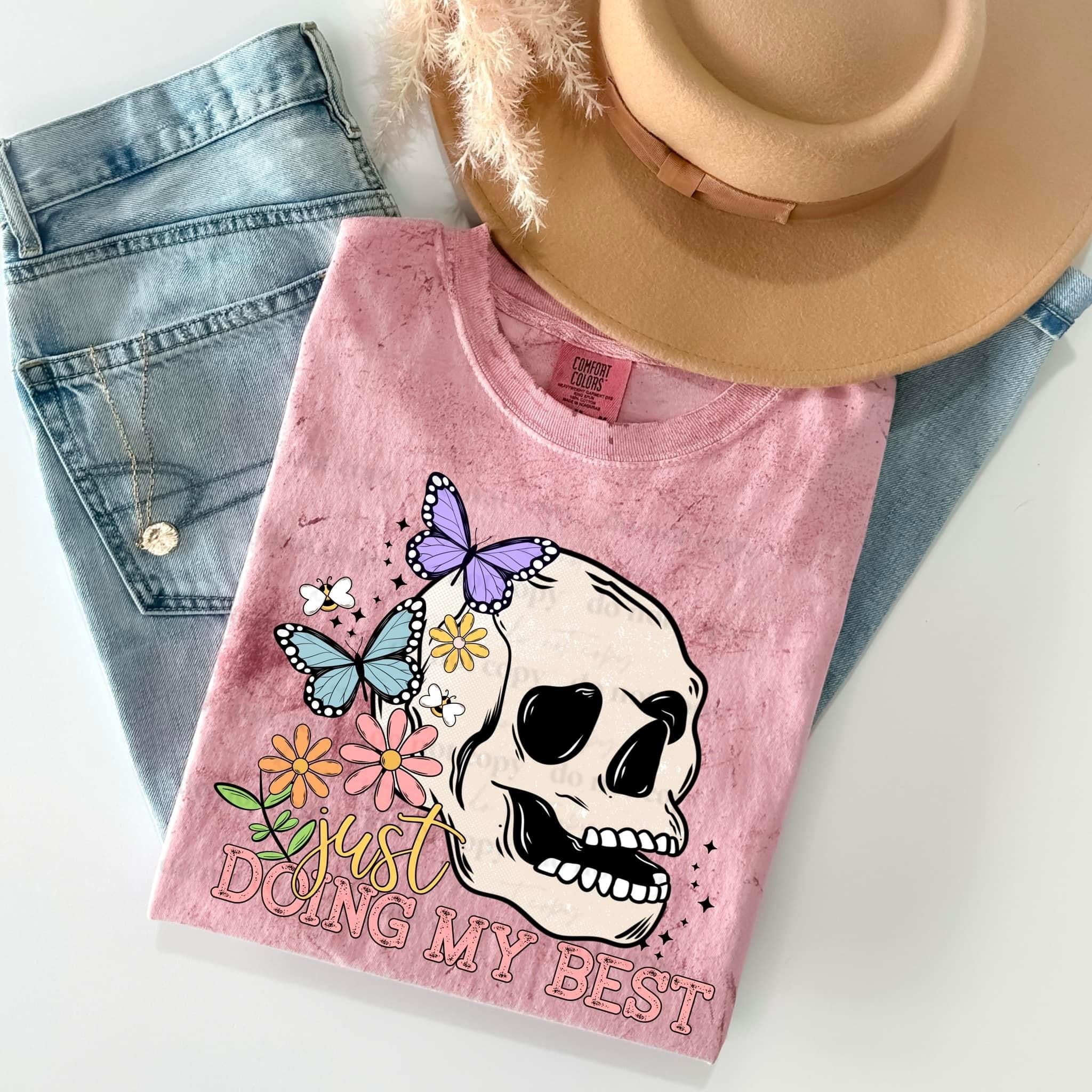 Just Doing My Best Floral Skull Transfer Csc Sassy Sublimation And Screen Prints 1038