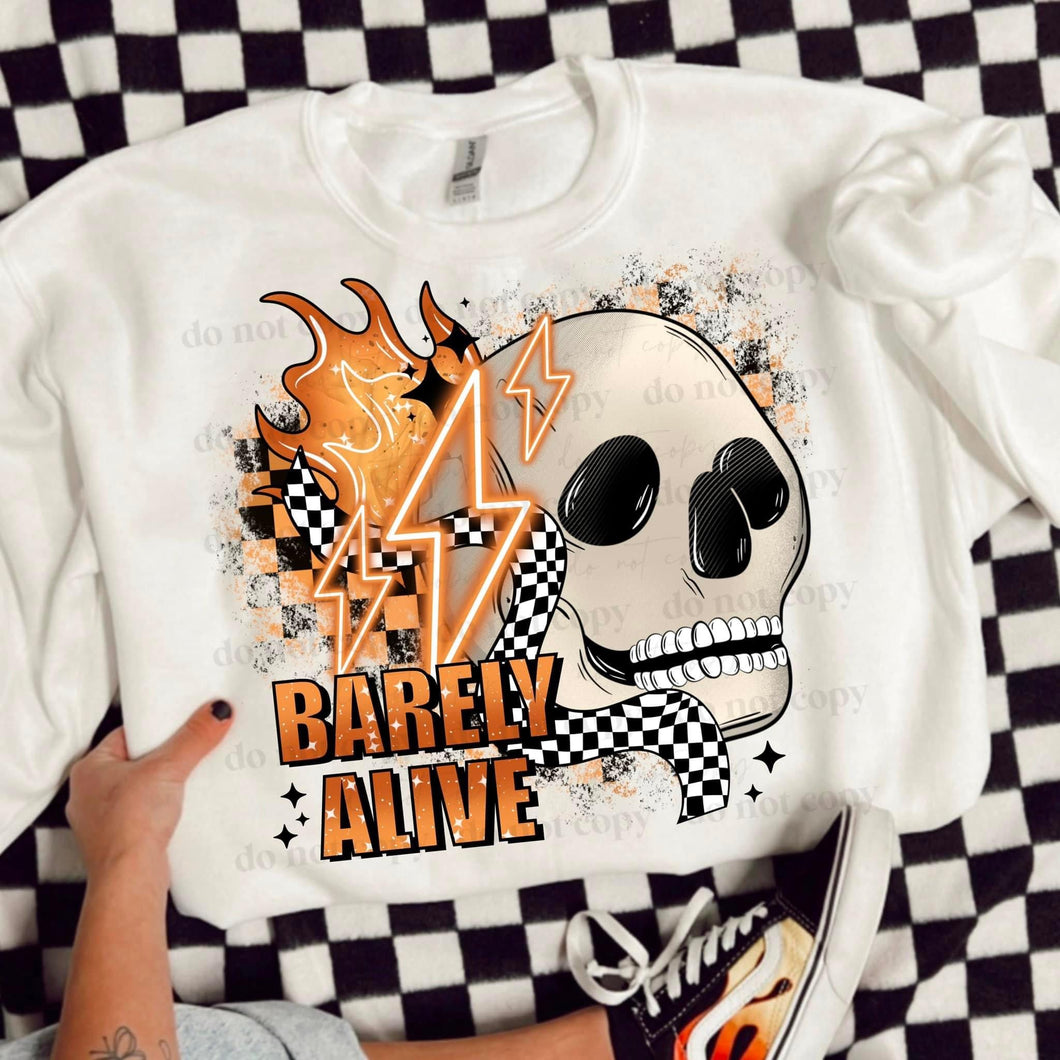 Barely Alive Fire Skull Checkered TRANSFER CSC