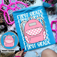 Load image into Gallery viewer, Backpack With Checkers Grades and Names With Pocket DROPDOWN TRANSFER CMD MAY