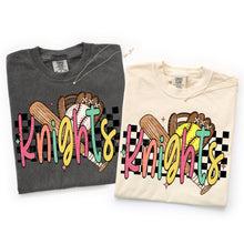 Load image into Gallery viewer, Bright Checker Baseball + Softball Mascot Bat Glove Ball DROPDOWN TRANSFER VIRGO FEB 26