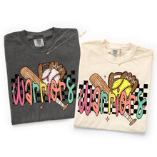 Load image into Gallery viewer, Bright Checker Baseball + Softball Mascot Bat Glove Ball DROPDOWN TRANSFER VIRGO FEB 26