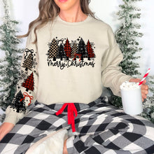 Load image into Gallery viewer, Christmas Trees Checkered Red Plaid And Green With Snowflakes Merry Christmas Option SLEEVE DROPDOWN TRANSFER CSC SEPT 25