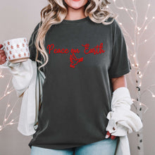 Load image into Gallery viewer, Peace On Earth Faux Emb Red Or White TRANSFER HMWK