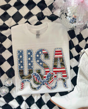 Load image into Gallery viewer, USA Bow Faux Embroidery Print DROPDOWN TRANSFER SCG APR 26