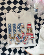 Load image into Gallery viewer, USA Bow Faux Embroidery Print DROPDOWN TRANSFER SCG APR 26