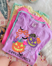 Load image into Gallery viewer, Happy Halloween Pumpkins With Orange Bow TRANSFER SCG SEPT