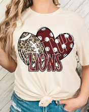 Load image into Gallery viewer, Football Hearts Polka Dot Mascots DROPDOWN TRANSFER