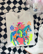 Load image into Gallery viewer, Bright Retro Checkered Aztec Cowgirl Cowboy DROPDOWN TRANSFER SCG MAY 26